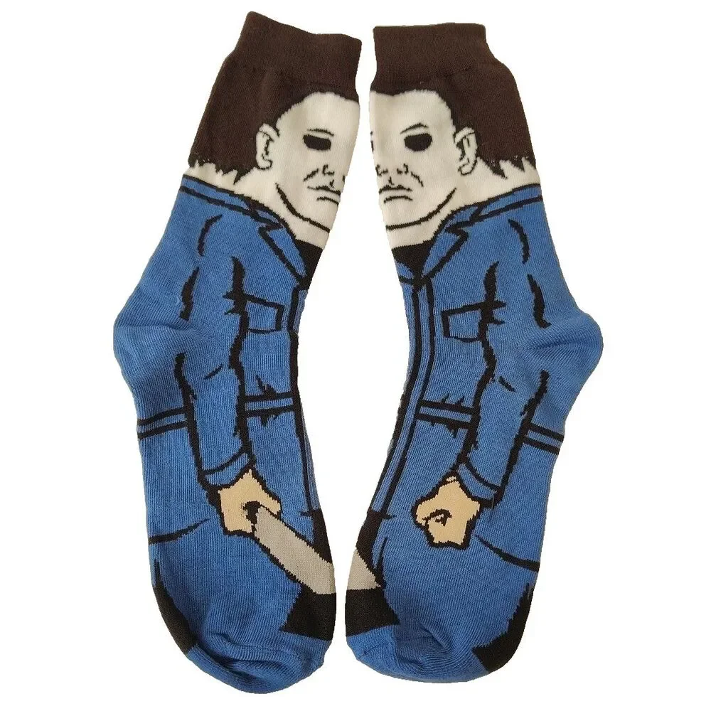 Halloween Friday 13th Jason Michael Myers Movies 2 Pair Men Sz 6-12 Socks NWOT